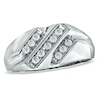 Thumbnail Image 1 of 1/4 CT. T.W. Diamond Triple Row Slant Ring in 10K White Gold