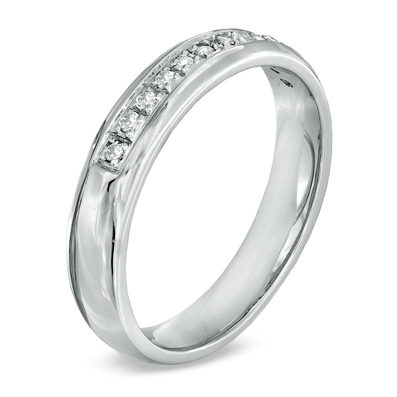 Main Image 2 of Men's 1/6 CT. T.W. Diamond Wedding Band in 10K White Gold