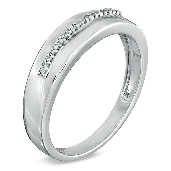 Diamond Accent Wedding Band in 10K White Gold