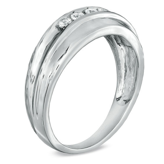 1/4 CT. T.w. Diamond Five Stone Wedding Band in 10K White Gold