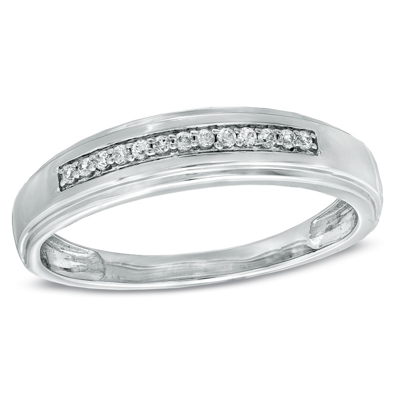 Diamond Accent Wedding Band in 10K White Gold