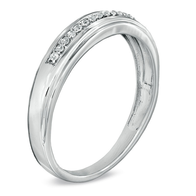 Diamond Accent Wedding Band in 10K White Gold