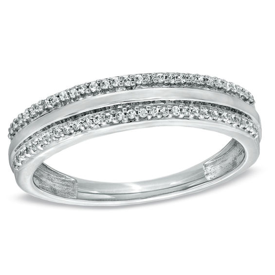 1/5 CT. T.w. Diamond Edge Wedding Band in 10K White Gold