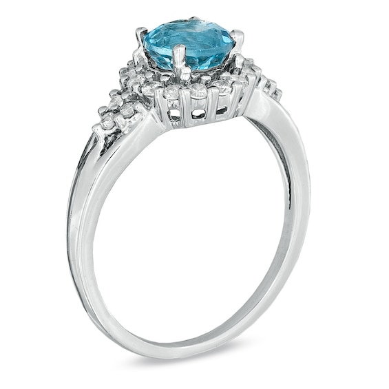 Blue Topaz and 1/4 CT. T.w. Diamond Frame Ring in 10K White Gold