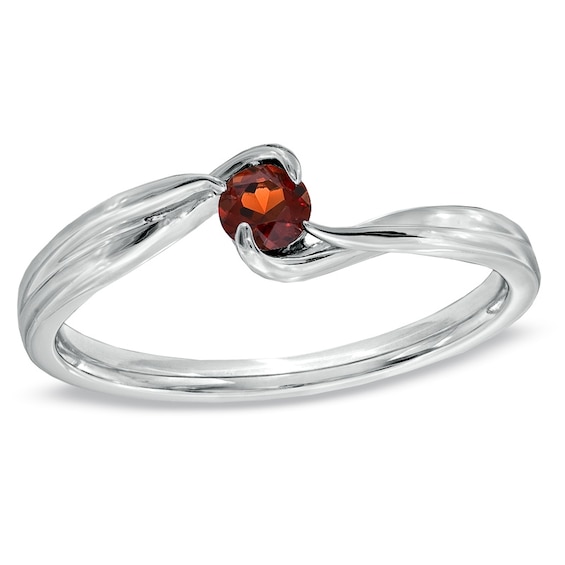Garnet Bypass Promise Ring in Sterling Silver