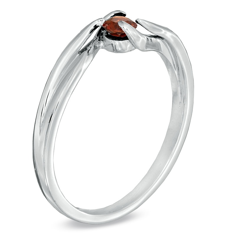 Garnet Bypass Promise Ring in Sterling Silver