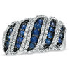 Thumbnail Image 1 of Blue Sapphire and 1/3 CT. T.W. Diamond Band in Sterling Silver