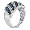 Thumbnail Image 1 of Blue Sapphire and 1/3 CT. T.W. Diamond Band in Sterling Silver