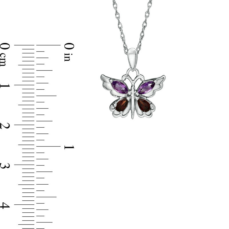 Amethyst and Enhanced Black and White Diamond Accent Butterfly Pendant in  Sterling Silver with 14K Rose Gold Plate | Zales