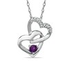 Thumbnail Image 0 of Tanzanite and Diamond Accent Double Heart Pendant in Sterling Silver