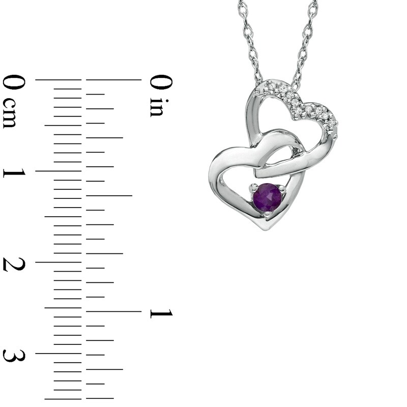 Tanzanite and Diamond Accent Double Heart Pendant in Sterling Silver