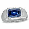 Thumbnail Image 1 of Lab-Created Blue Sapphire and Diamond Accent Ring in Sterling Silver