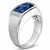 Thumbnail Image 2 of Lab-Created Blue Sapphire and Diamond Accent Ring in Sterling Silver