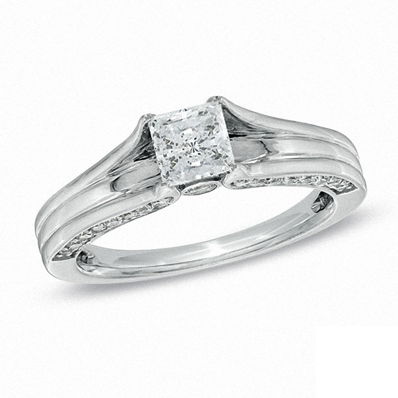 Main Image 1 of 1 CT. T.W. Certified Canadian Princess-Cut Diamond Engagement Ring in 14K White Gold (I/I1)