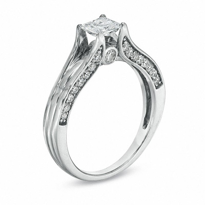 Main Image 2 of 1 CT. T.W. Certified Canadian Princess-Cut Diamond Engagement Ring in 14K White Gold (I/I1)
