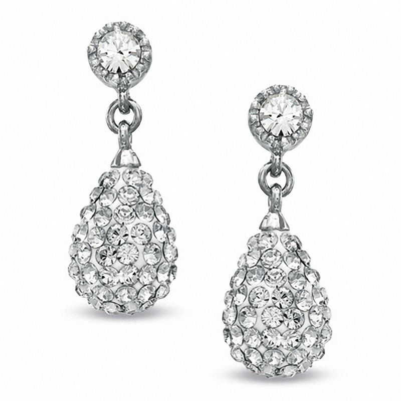 Main Image 1 of Crystal Teardrop Earrings in Sterling Silver