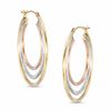 Thumbnail Image 1 of Triple Hoop Earrings in 14K Tri-Tone Gold