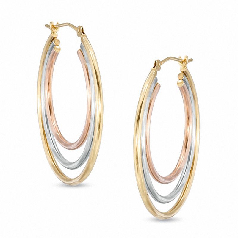 Main Image 1 of Triple Hoop Earrings in 14K Tri-Tone Gold