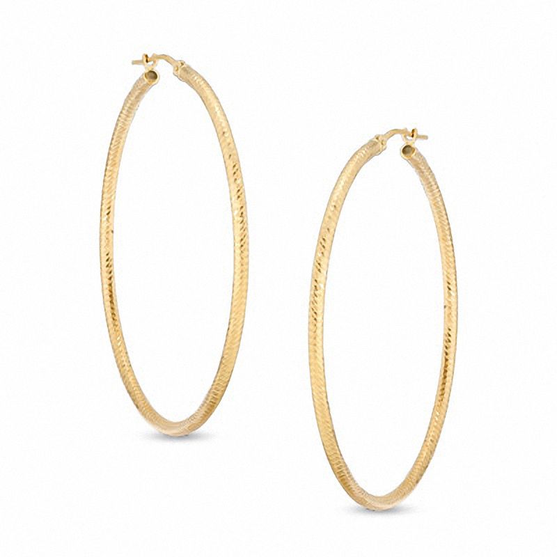 Main Image 1 of 50mm Diamond-Cut Hoop Earrings in 14K Gold