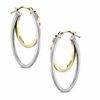 Thumbnail Image 1 of Double Hoop Earrings in Sterling Silver and 14K Gold