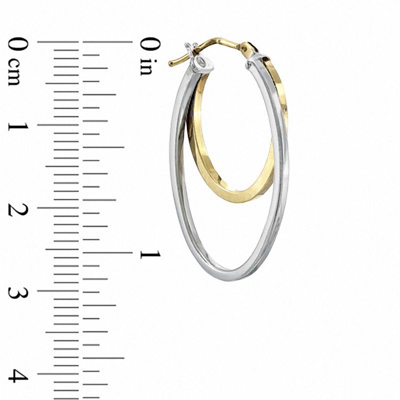 Main Image 2 of Double Hoop Earrings in Sterling Silver and 14K Gold