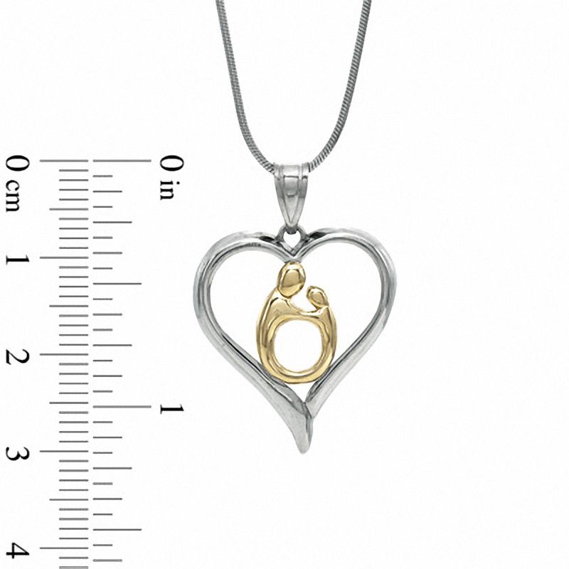 Motherly Love Heart Pendant in Sterling Silver and 14K Gold