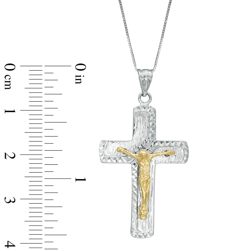 Main Image 2 of Two-Tone Crucifix Pendant in Sterling Silver with 14K Gold Plate