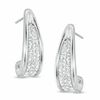 Thumbnail Image 1 of Crystal Half Moon J-Hoop Earrings in Sterling Silver