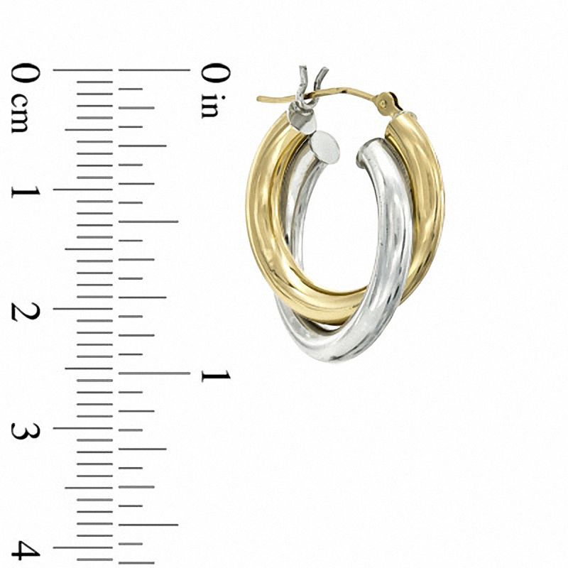 20mm Double Hoop Earrings in Sterling Silver and 14K Gold