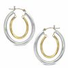 Thumbnail Image 0 of Double Hoop Earrings in Sterling Silver and 14K Gold