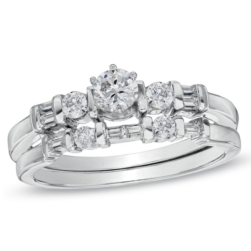 1/2 CT. T.W. Diamond Bridal Set in 10K White Gold