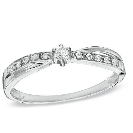 Diamond Accent CrissCross Promise Ring in 10K White Gold Promise