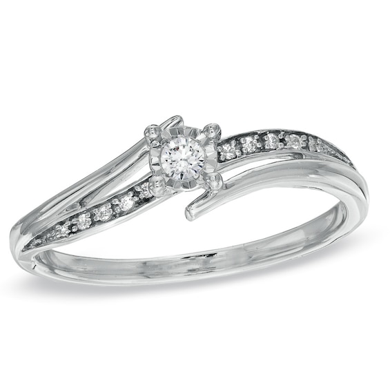 1/15 CT. T.w. Diamond Bypass Promise Ring in 10K White Gold