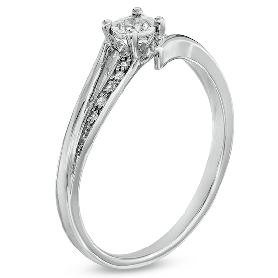 1/15 CT. T.w. Diamond Bypass Promise Ring in 10K White Gold