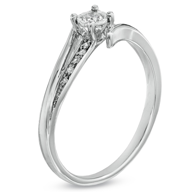 1/15 CT. T.W. Diamond Bypass Promise Ring in 10K White Gold