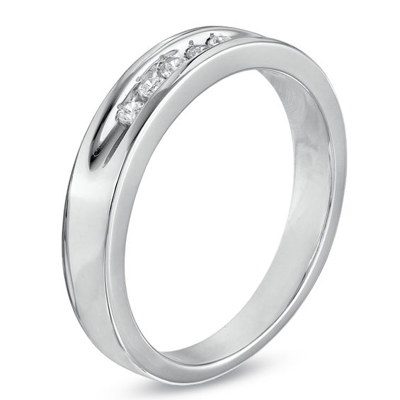 1/6 CT. T.w. Diamond Five Stone Wedding Band in 10K White Gold