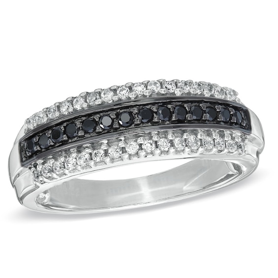1/4 CT. T.w. Enhanced Black and White Diamond Ring in Sterling Silver