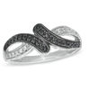 Thumbnail Image 1 of Enhanced Black and White Diamond Accent Bypass Ring in Sterling Silver