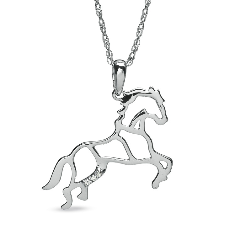 Main Image 1 of Diamond Accent Stallion Horse Pendant in Sterling Silver