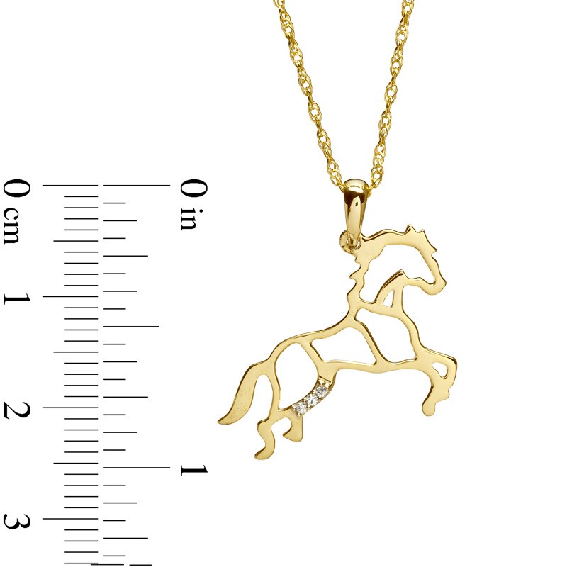 Main Image 2 of 1/20 CT. T.W. Diamond Stallion Horse Pendant in Yellow IP Sterling Silver