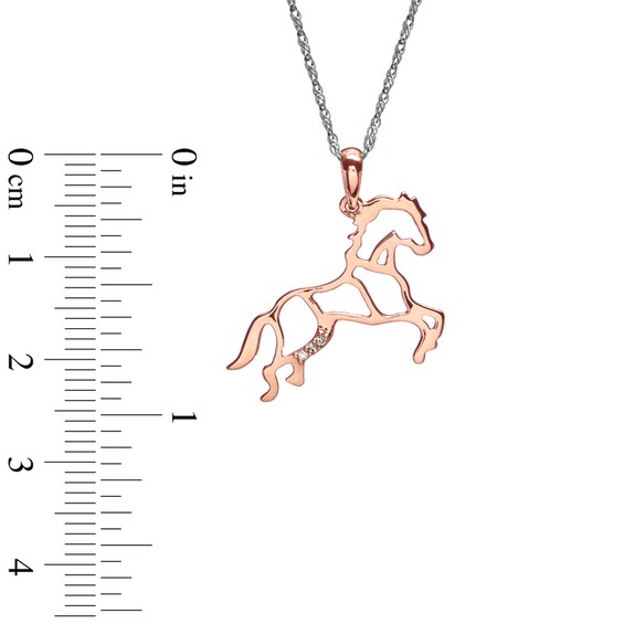 Diamond Accent Stallion Horse Pendant in Rose IP Sterling Silver
