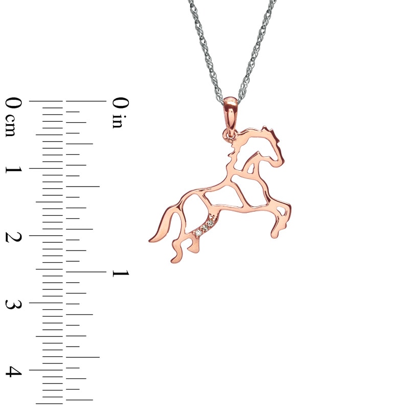 Main Image 2 of Diamond Accent Stallion Horse Pendant in Rose IP Sterling Silver