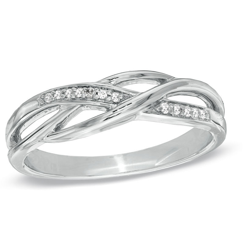 Diamond Accent Split Shank Band in Sterling Silver