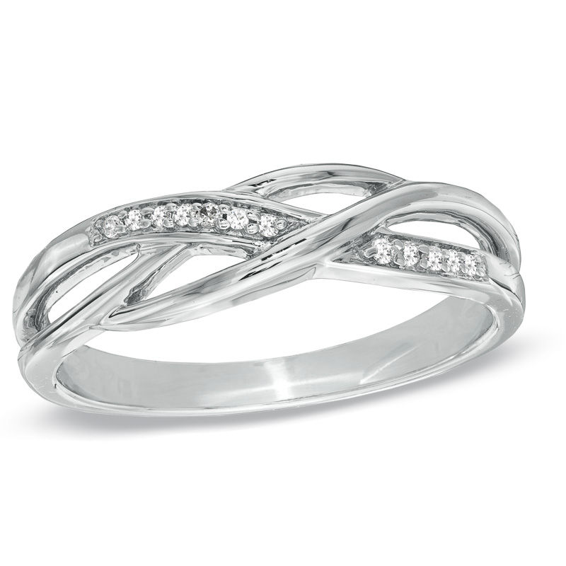Main Image 1 of Diamond Accent Split Shank Band in Sterling Silver