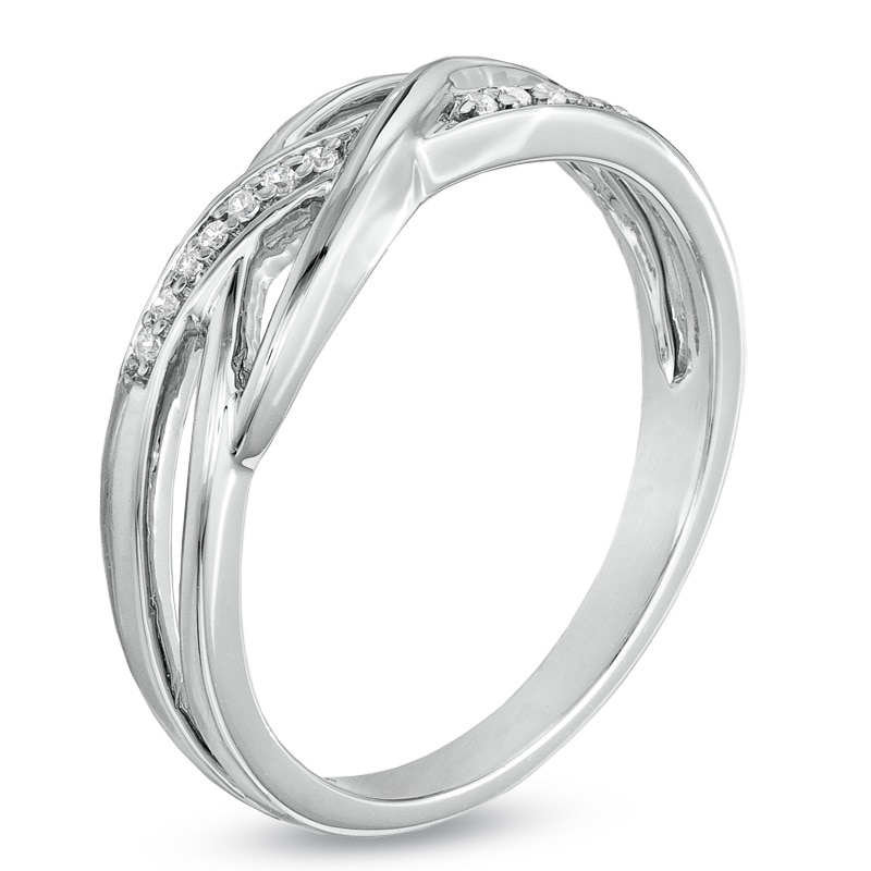 Diamond Accent Split Shank Band in Sterling Silver