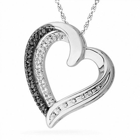 Zales heart necklace shop with black diamonds