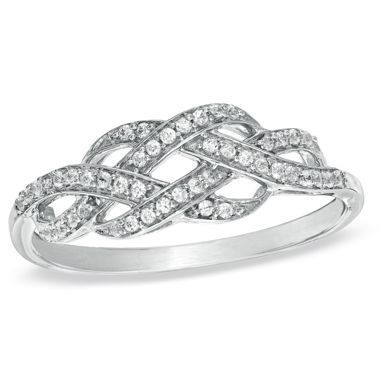 1/5 CT. T.W. Diamond Infinity Knot Ring in Sterling Silver