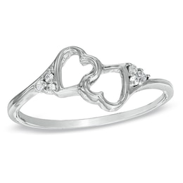 Diamond Accent Intertwined Heart Promise Ring in 10K White Gold