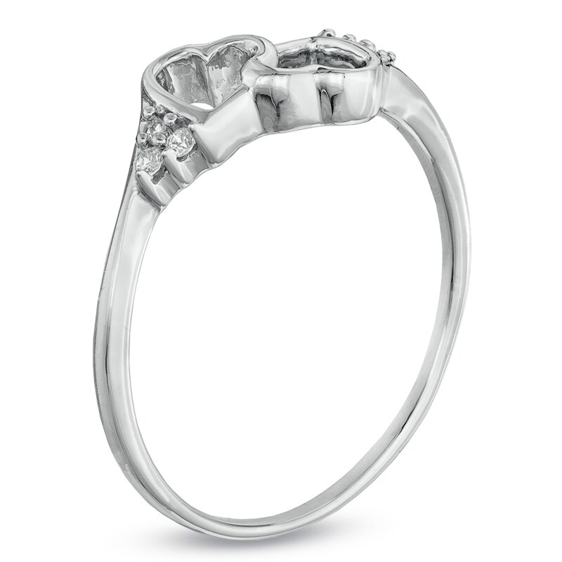 Diamond Accent Intertwined Heart Promise Ring in 10K White Gold