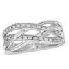 1/10 CT. T.W. Diamond Multi-Row Crossover Band in Sterling Silver